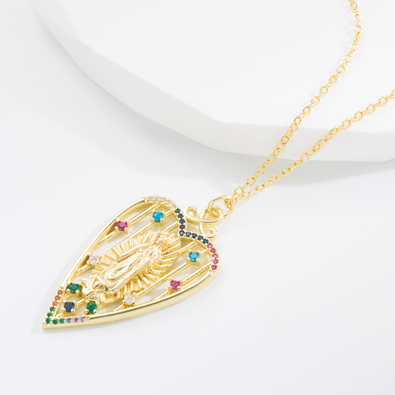 INS Style Buddha Copper Gold Plated Zircon Pendant Necklace 1 Piece