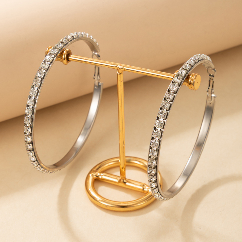 Fashion C Shape Alloy Plating Zircon Womenu0027S Hoop Earrings 1 Pair