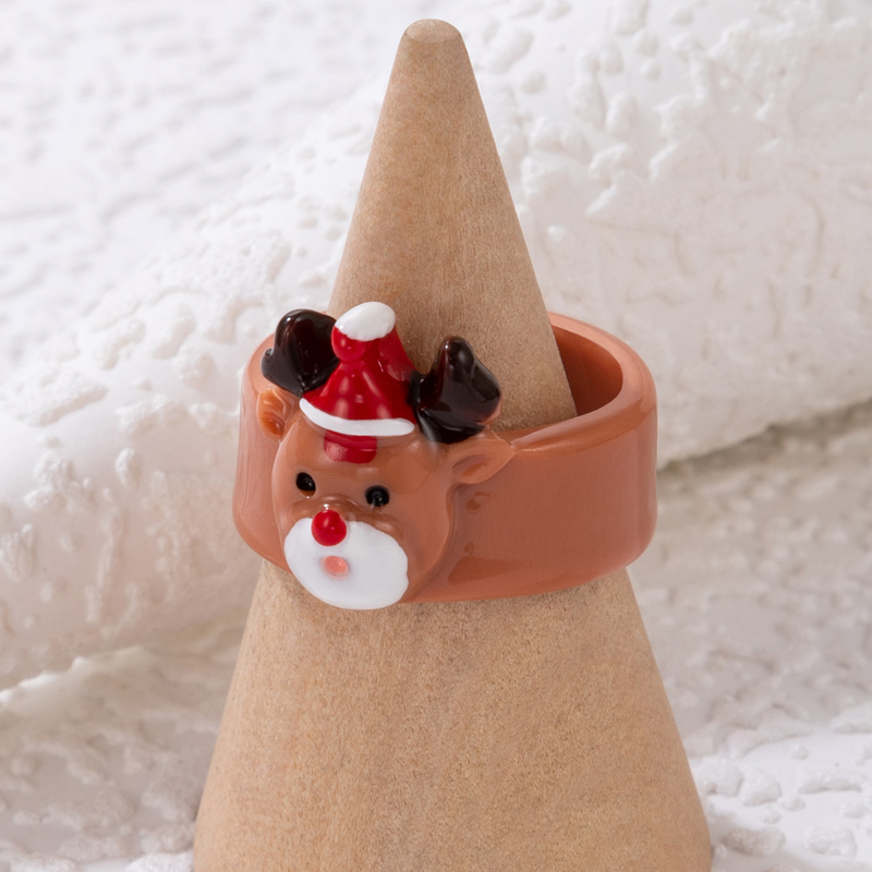 Cute Fashion Santa Claus Deer Resin Epoxy Unisex Rings 1 Piece