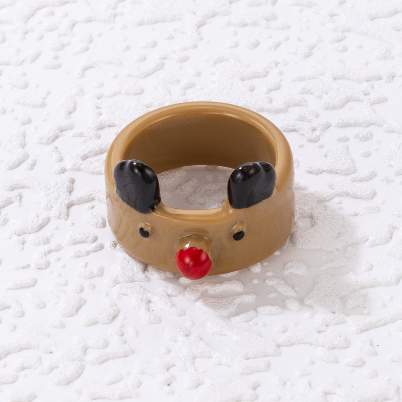 Cute Fashion Santa Claus Deer Resin Epoxy Unisex Rings 1 Piece