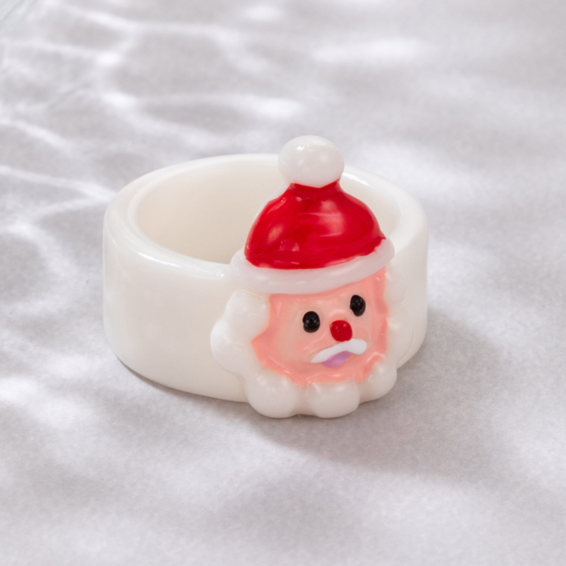 Cute Fashion Santa Claus Deer Resin Epoxy Unisex Rings 1 Piece