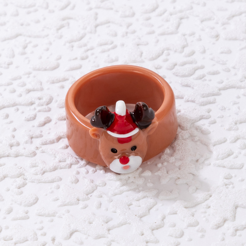 Cute Fashion Santa Claus Deer Resin Epoxy Unisex Rings 1 Piece