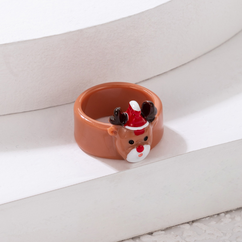 Cute Fashion Santa Claus Deer Resin Epoxy Unisex Rings 1 Piece