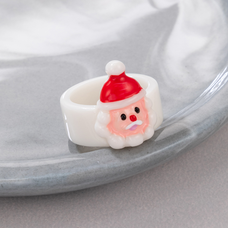 Cute Fashion Santa Claus Deer Resin Epoxy Unisex Rings 1 Piece