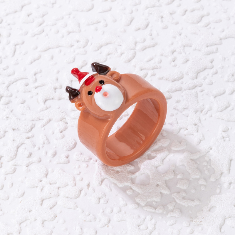 Cute Fashion Santa Claus Deer Resin Epoxy Unisex Rings 1 Piece