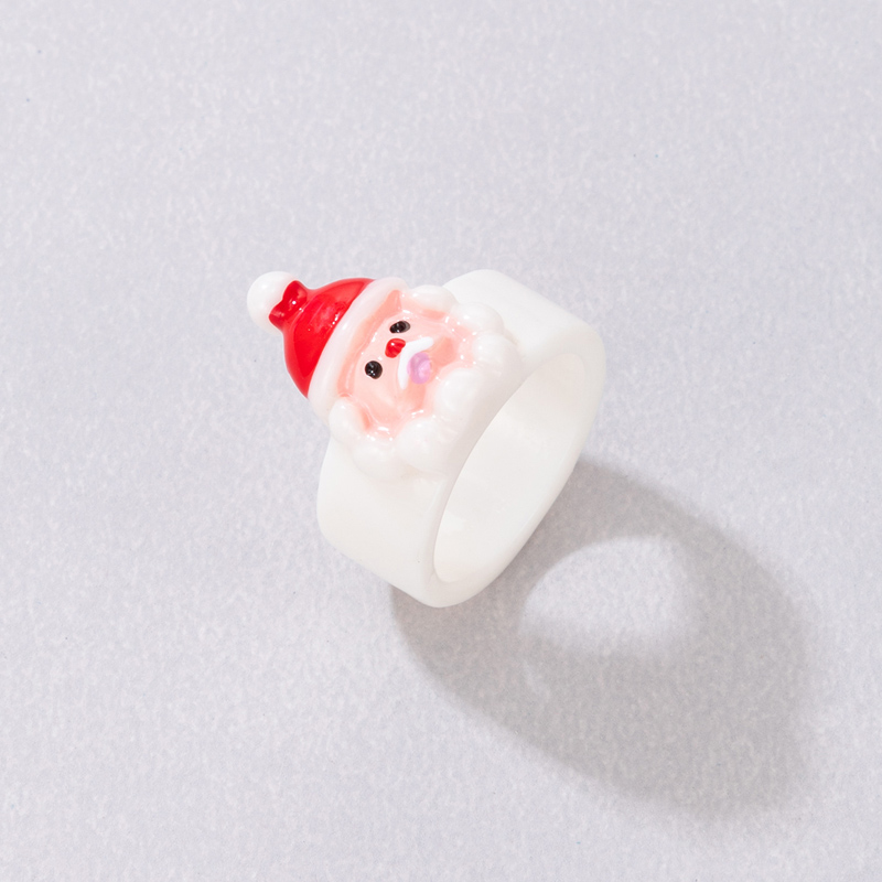 Cute Fashion Santa Claus Deer Resin Epoxy Unisex Rings 1 Piece