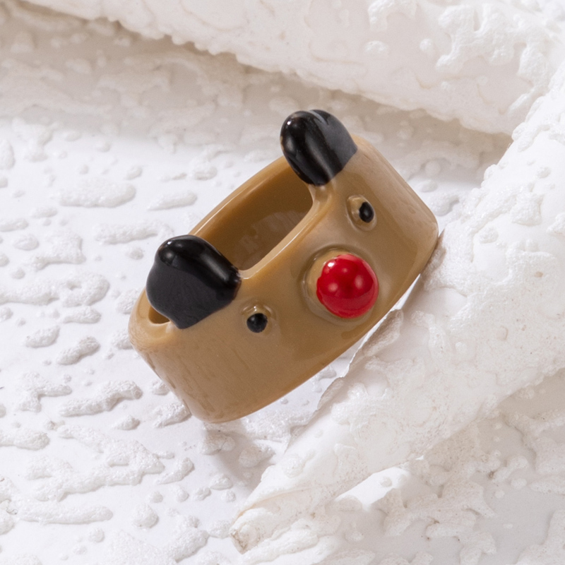 Cute Fashion Santa Claus Deer Resin Epoxy Unisex Rings 1 Piece