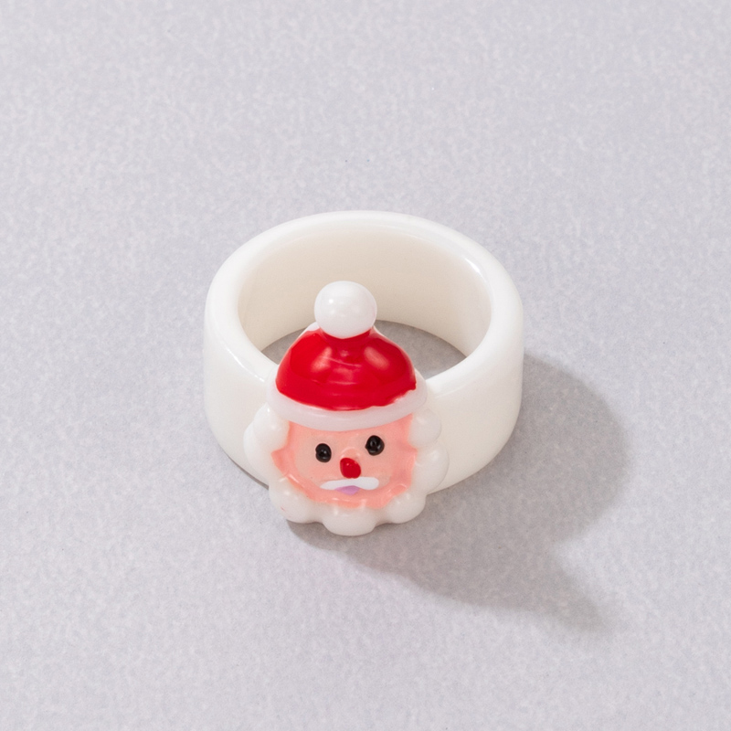 Cute Fashion Santa Claus Deer Resin Epoxy Unisex Rings 1 Piece