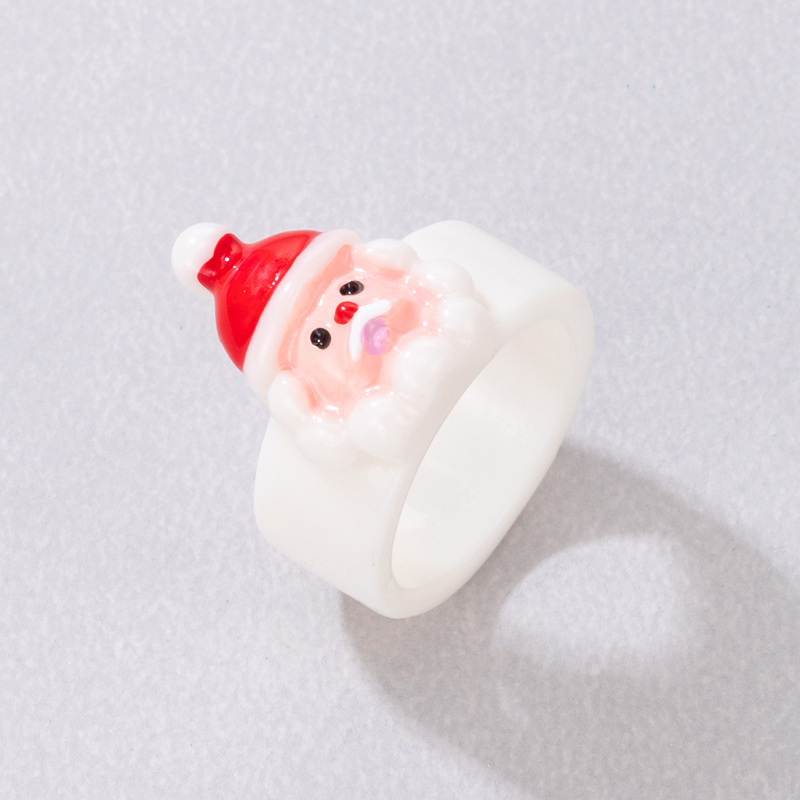 Cute Fashion Santa Claus Deer Resin Epoxy Unisex Rings 1 Piece