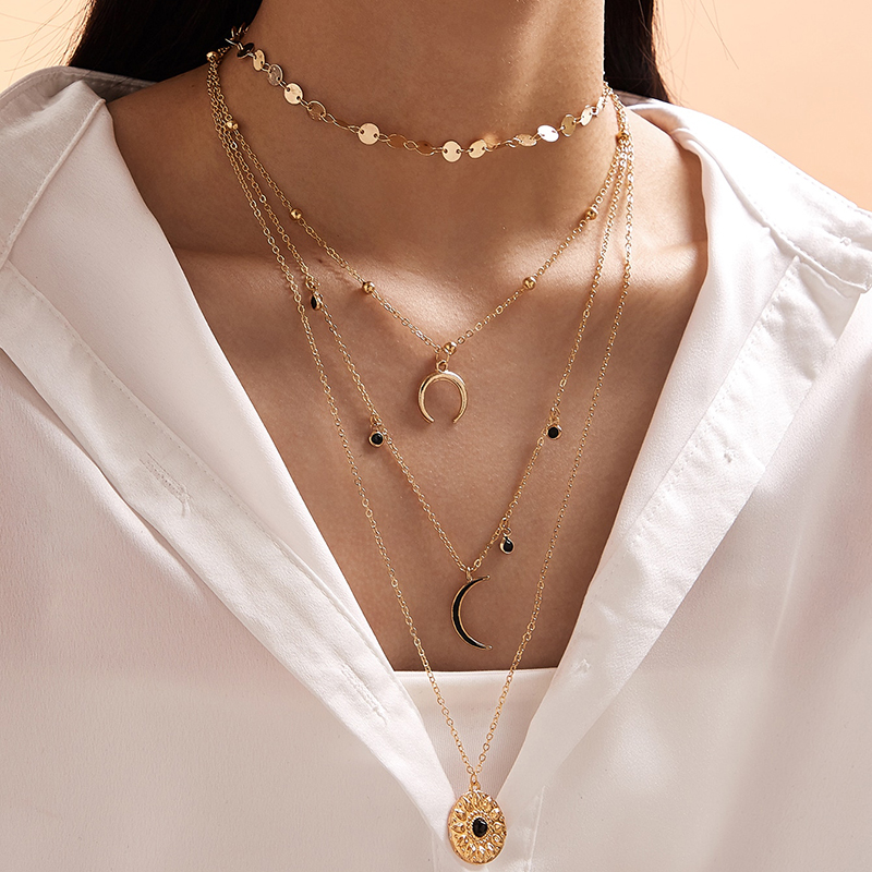 Fashion Star Moon Alloy Plating Womenu0027S Layered Necklaces 1 Piece