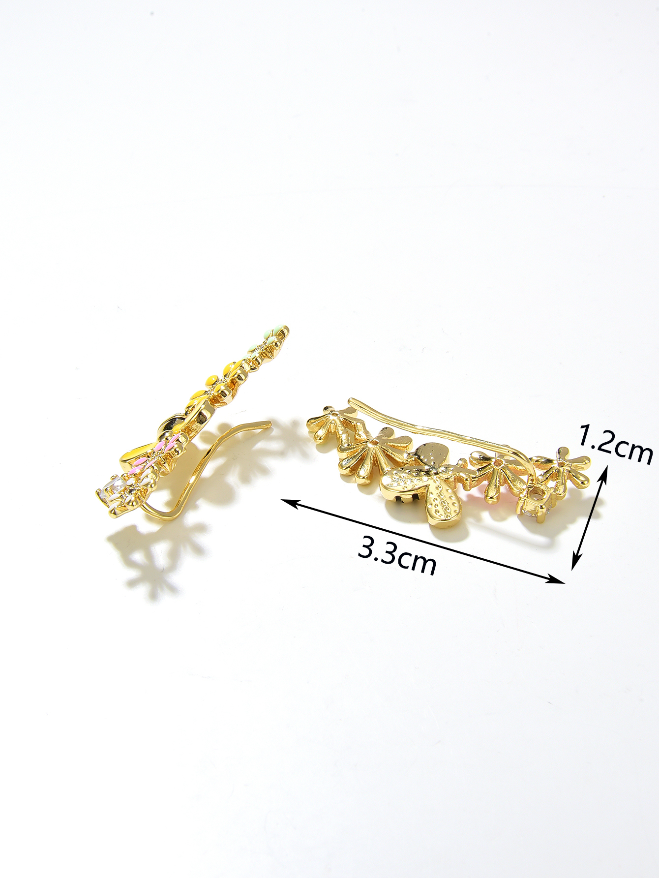 Fashion Flower Bee Copper Inlay Zircon Ear Studs 1 Pair