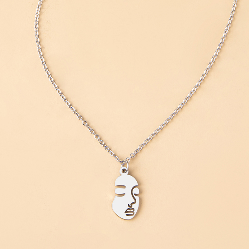 Simple Style Human Face Stainless Steel Irregular Pendant Necklace 1 Piece