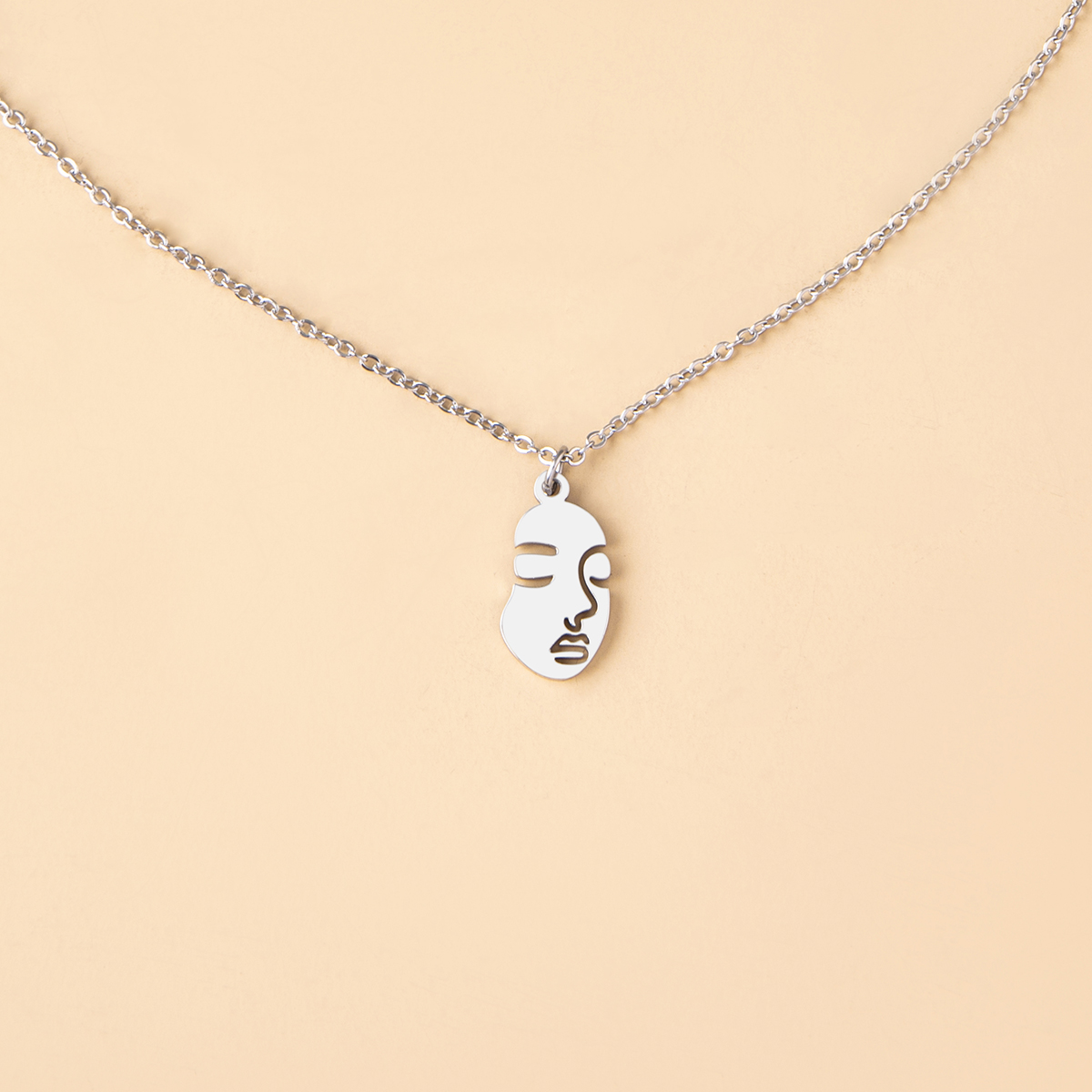 Simple Style Human Face Stainless Steel Irregular Pendant Necklace 1 Piece