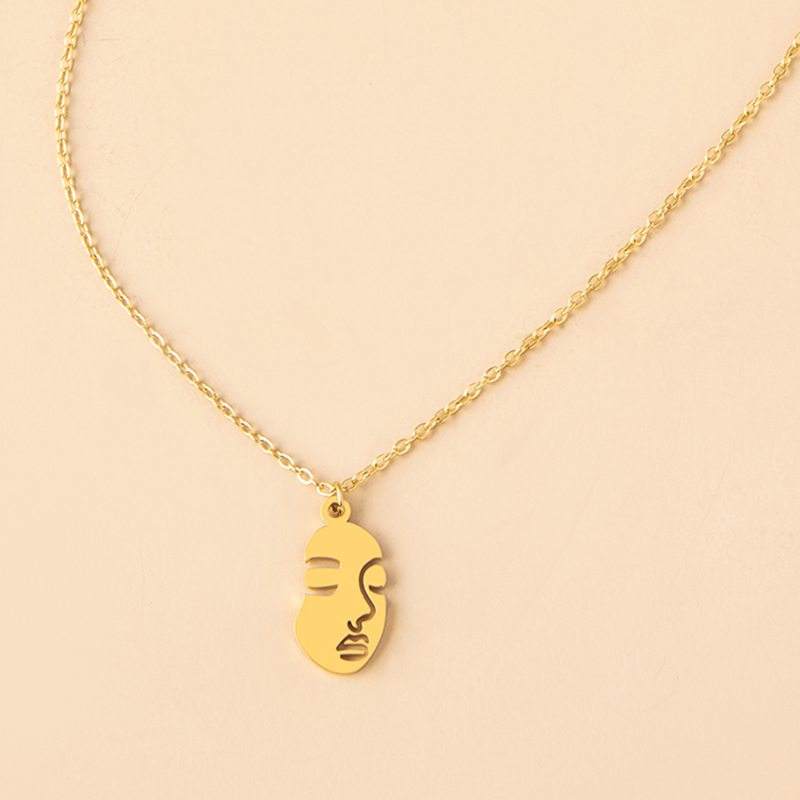 Simple Style Human Face Stainless Steel Irregular Pendant Necklace 1 Piece