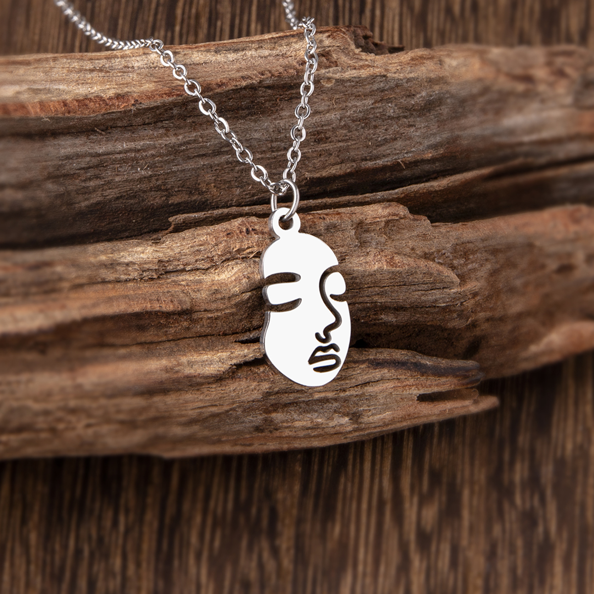Simple Style Human Face Stainless Steel Irregular Pendant Necklace 1 Piece
