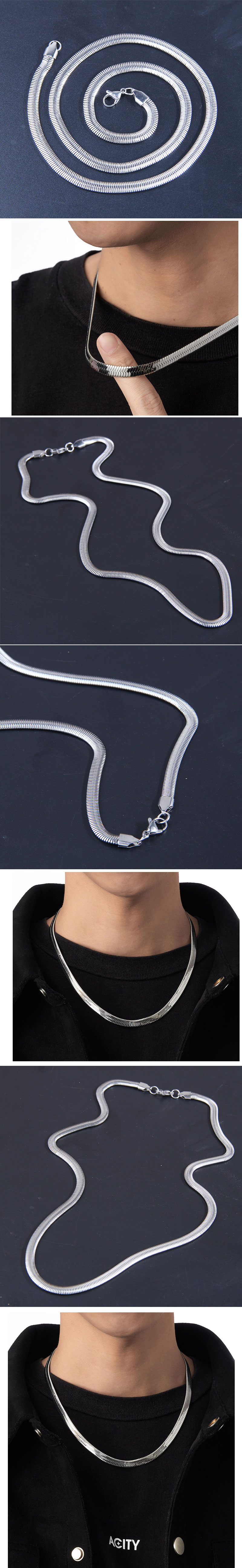 Classic Style Geometric Solid Color Stainless Steel Menu0027S Necklace 1 Piece