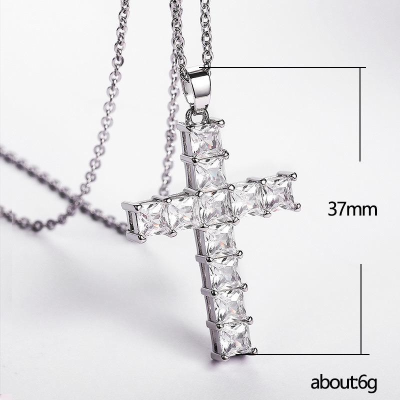 Fashion Cross Copper Inlay Zircon Pendant Necklace 1 Piece