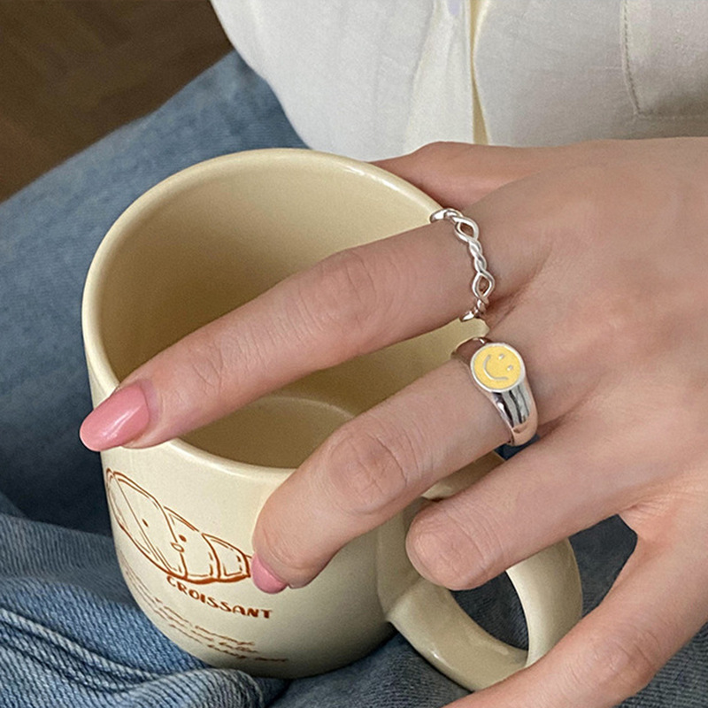 Simple Style Smiley Face Twist Copper Open Ring 1 Piece