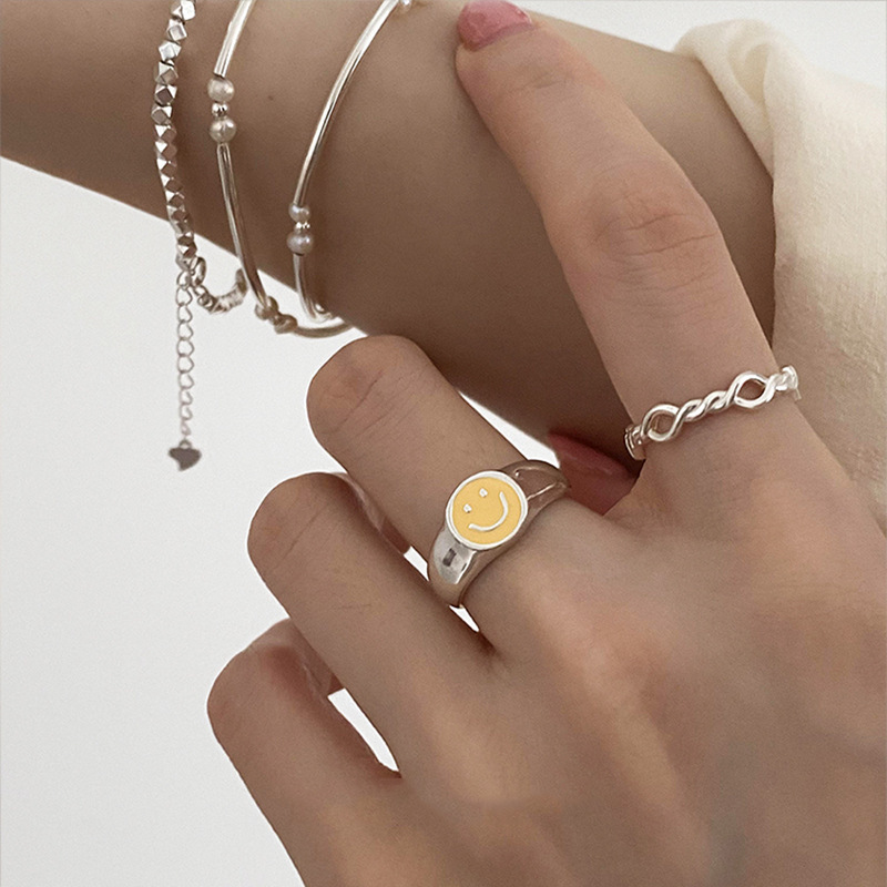 Simple Style Smiley Face Twist Copper Open Ring 1 Piece