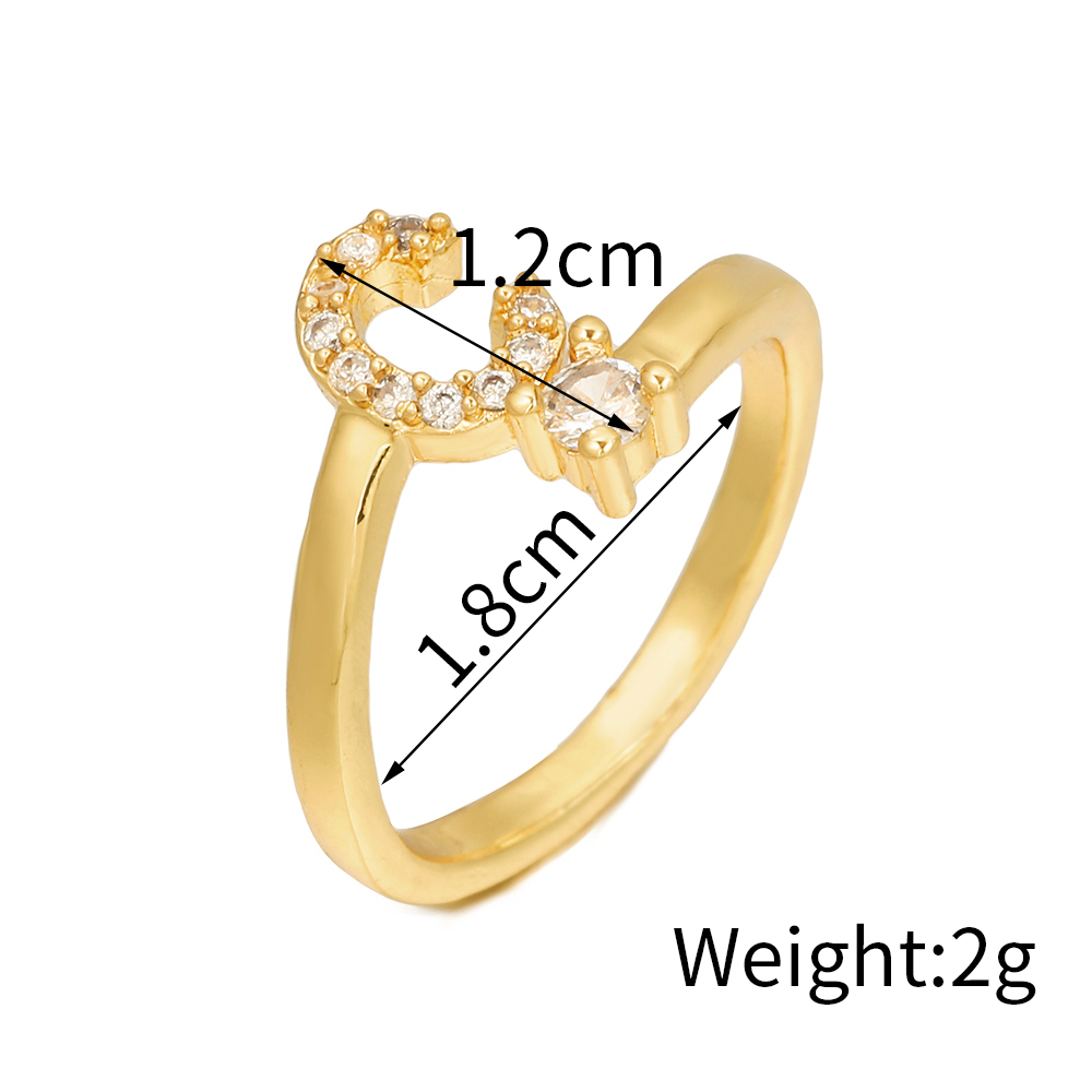 Simple Style Letter Alloy Inlay Rhinestones Womenu0027S Open Ring 1 Piece