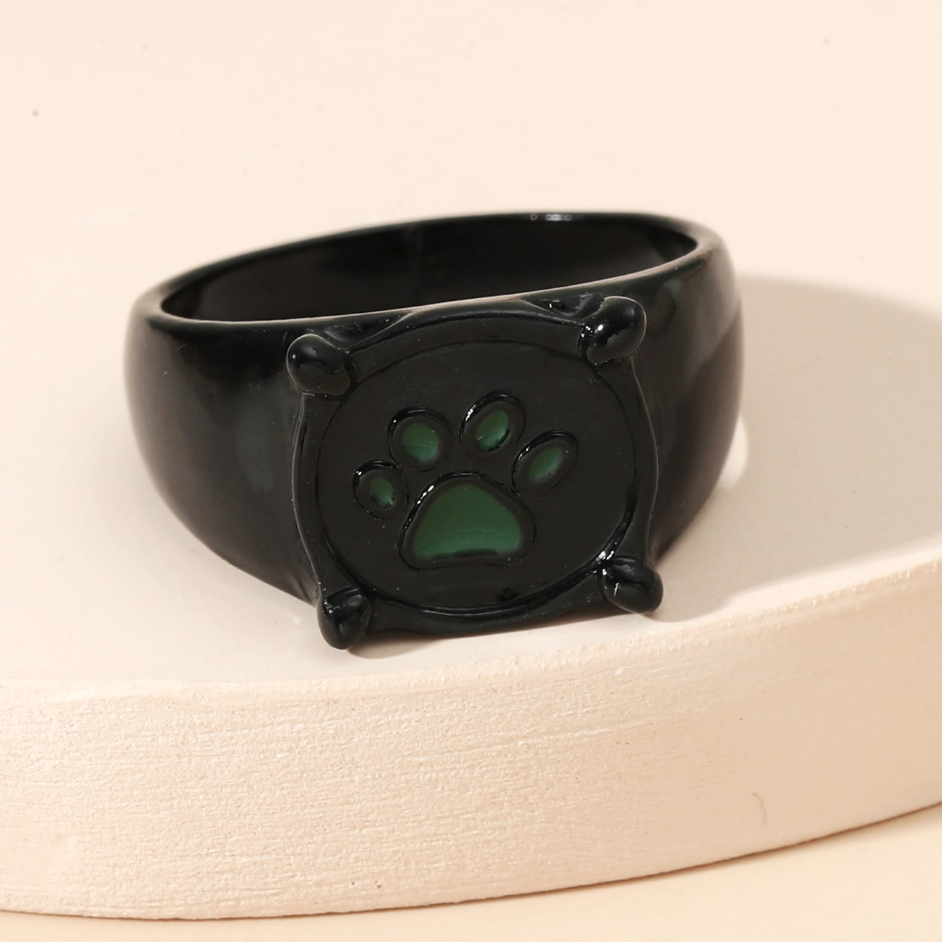 Cute Paw Print Alloy Enamel Unisex Rings 1 Piece