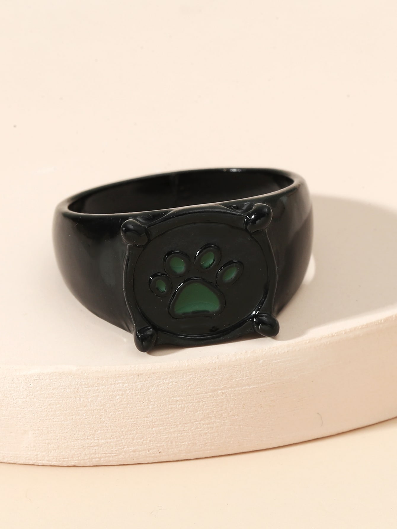 Cute Paw Print Alloy Enamel Unisex Rings 1 Piece