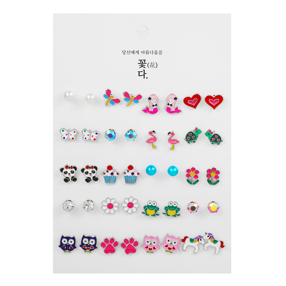 Fashion Animal Flower Alloy Enamel Plating Inlay Rhinestones Womenu0027S Ear Studs 1 Set