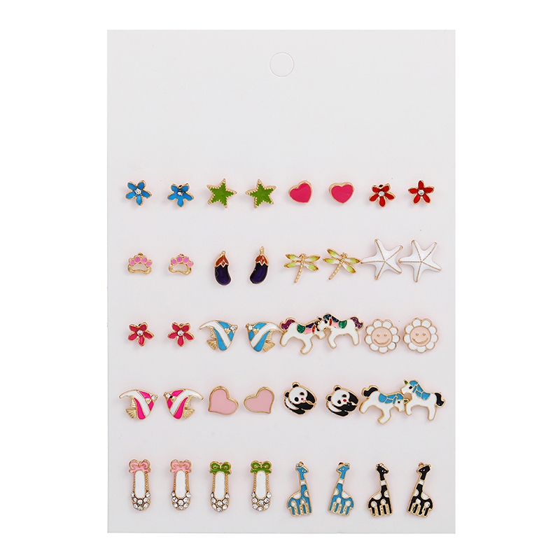 Fashion Animal Flower Alloy Enamel Plating Inlay Rhinestones Womenu0027S Ear Studs 1 Set