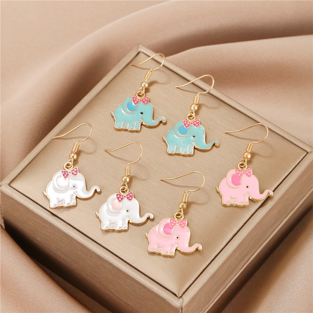 Fashion Elephant Alloy Enamel Womenu0027S Drop Earrings 1 Pair