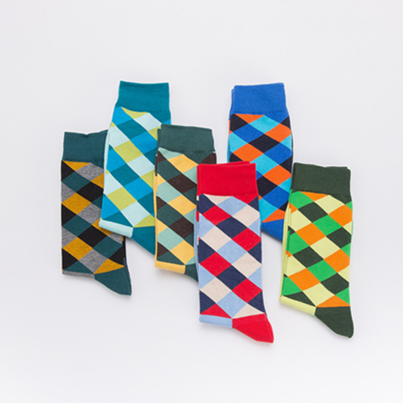 Menu0027S Basic Lattice Cotton Jacquard Crew Socks 1 Set