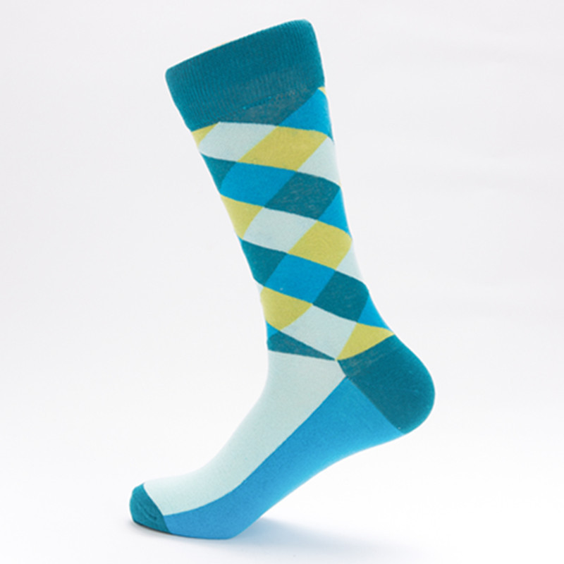 Menu0027S Basic Lattice Cotton Jacquard Crew Socks 1 Set