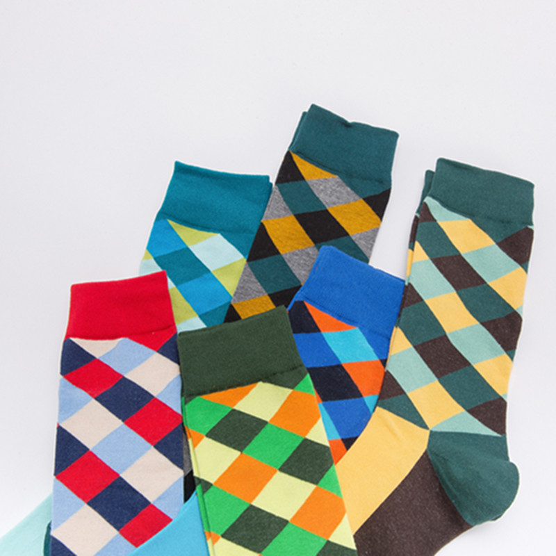 Menu0027S Basic Lattice Cotton Jacquard Crew Socks 1 Set