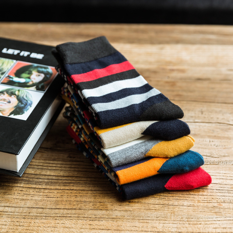 Menu0027S Sports Stripe Nylon Cotton Jacquard Crew Socks 1 Set