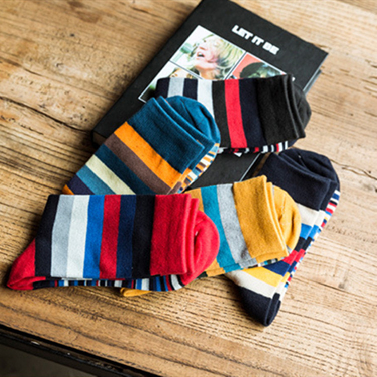 Menu0027S Sports Stripe Nylon Cotton Jacquard Crew Socks 1 Set