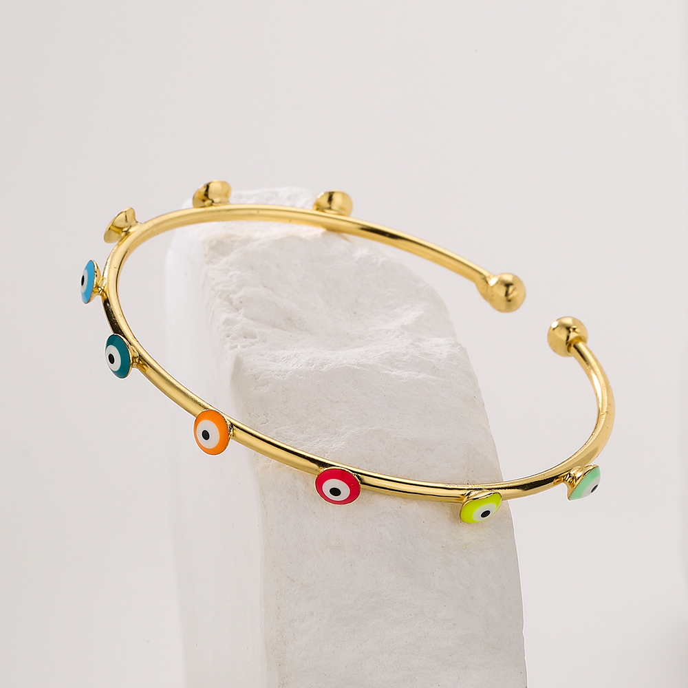 Fashion Eye Copper Enamel Gold Plated Bangle 1 Piece