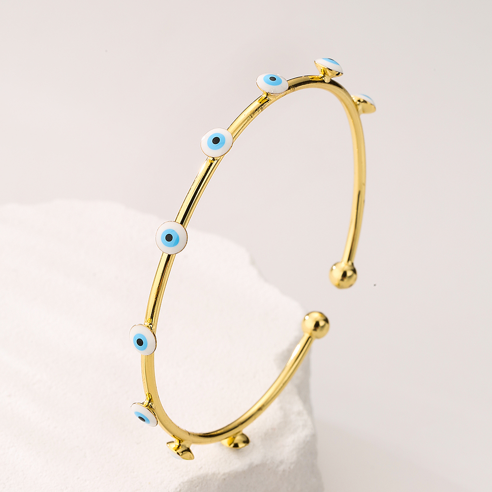 Fashion Eye Copper Enamel Gold Plated Bangle 1 Piece