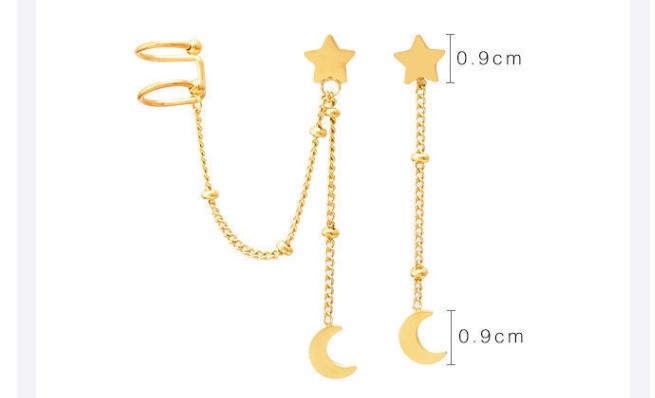 Retro Four Leaf Clover Star Heart Shape Titanium Steel Asymmetrical Plating Ear clips 1 Pair