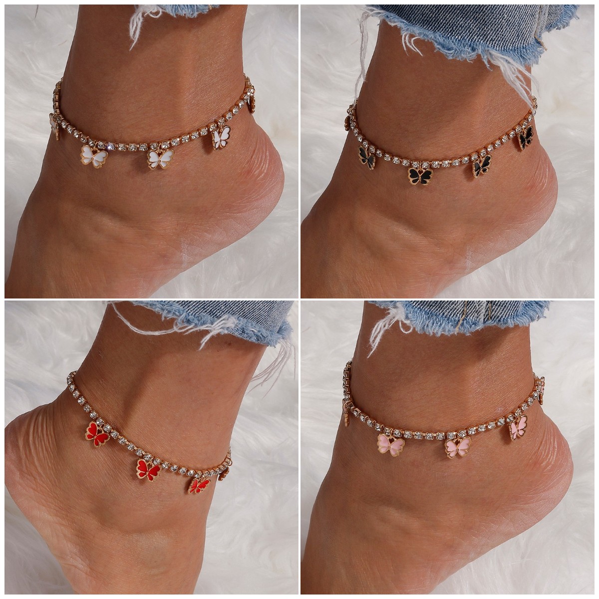 Fashion Butterfly Alloy Plating Womenu0027S Anklet 1 Pair