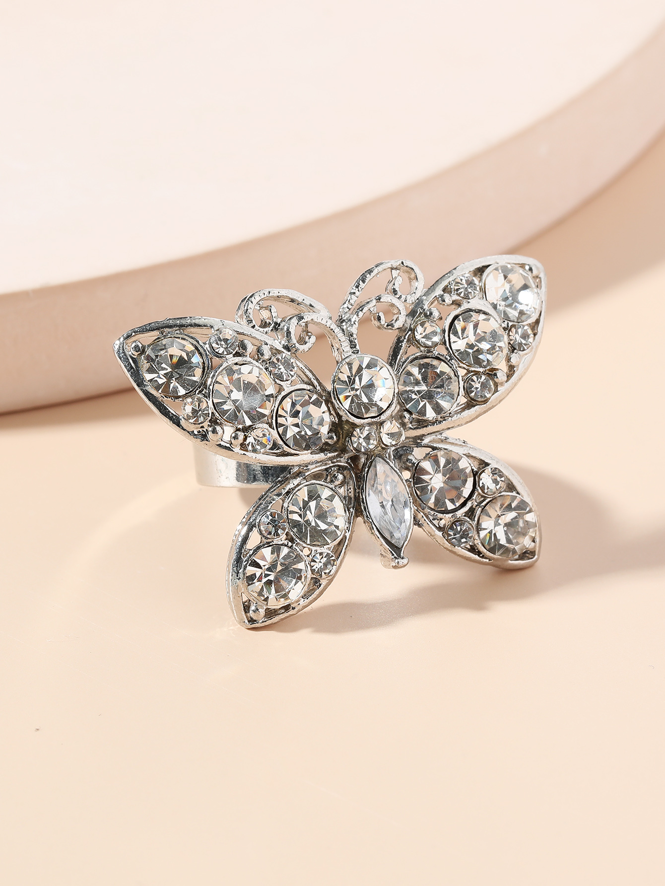 Fashion Butterfly Alloy Inlay Rhinestones Womenu0027S Open Ring 1 Piece