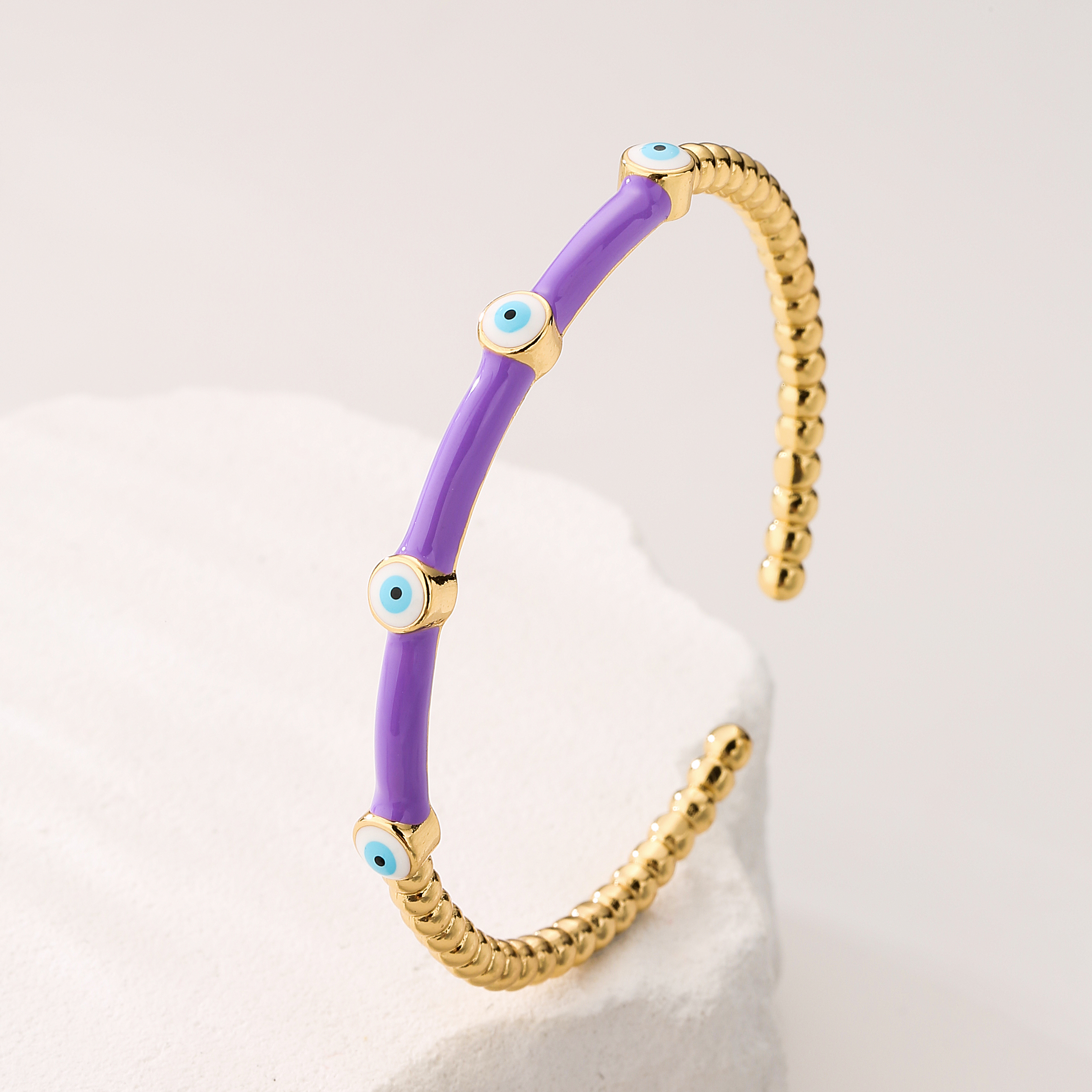 Fashion Eye Copper Enamel Gold Plated Bangle 1 Piece