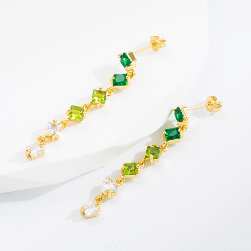 Elegant C Shape Copper Gold Plated Zircon Earrings 1 Pair