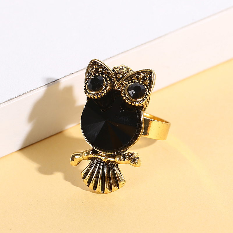 Cute Cat Alloy Inlay Rhinestones Womenu0027S Open Ring 1 Piece