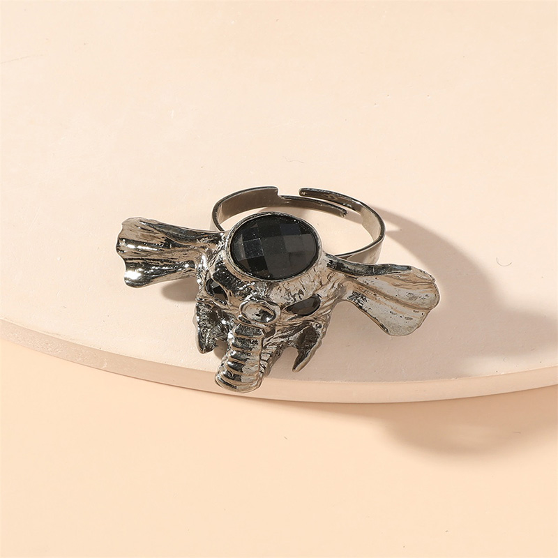 Punk Elephant Alloy Inlay Rhinestones Womenu0027S Open Ring 1 Piece