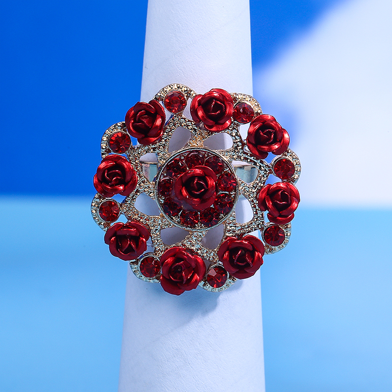 Vintage Style Flower Alloy Inlay Rhinestones Womenu0027S Open Ring 1 Piece