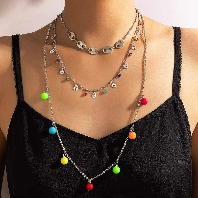 Simple Style Star Apple Alloy Inlay Rhinestones Unisex Layered Necklaces 1 Piece