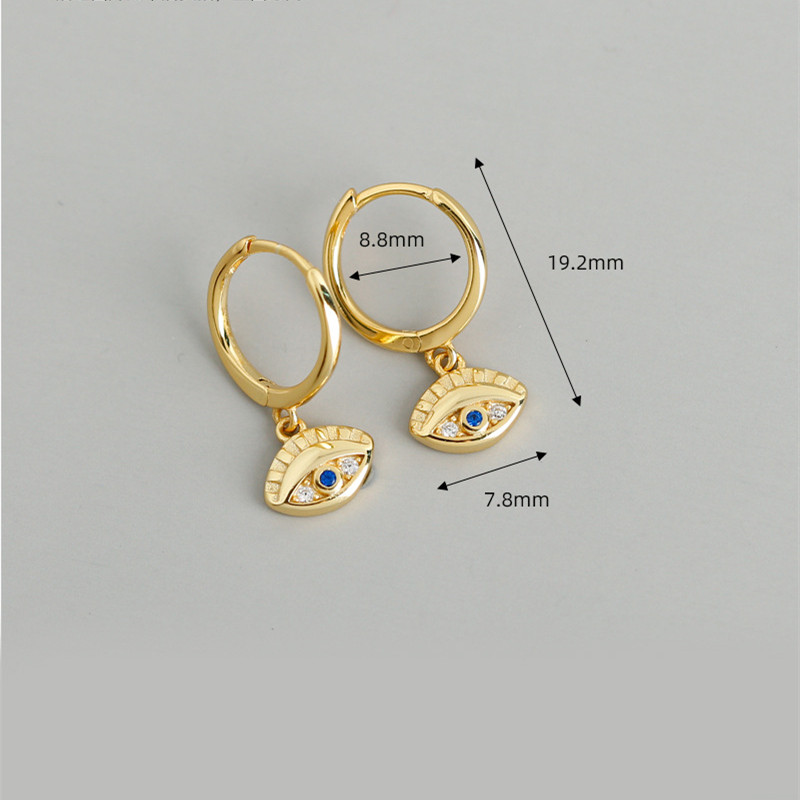 Fashion Eye Silver Inlay Zircon Drop Earrings 1 Pair