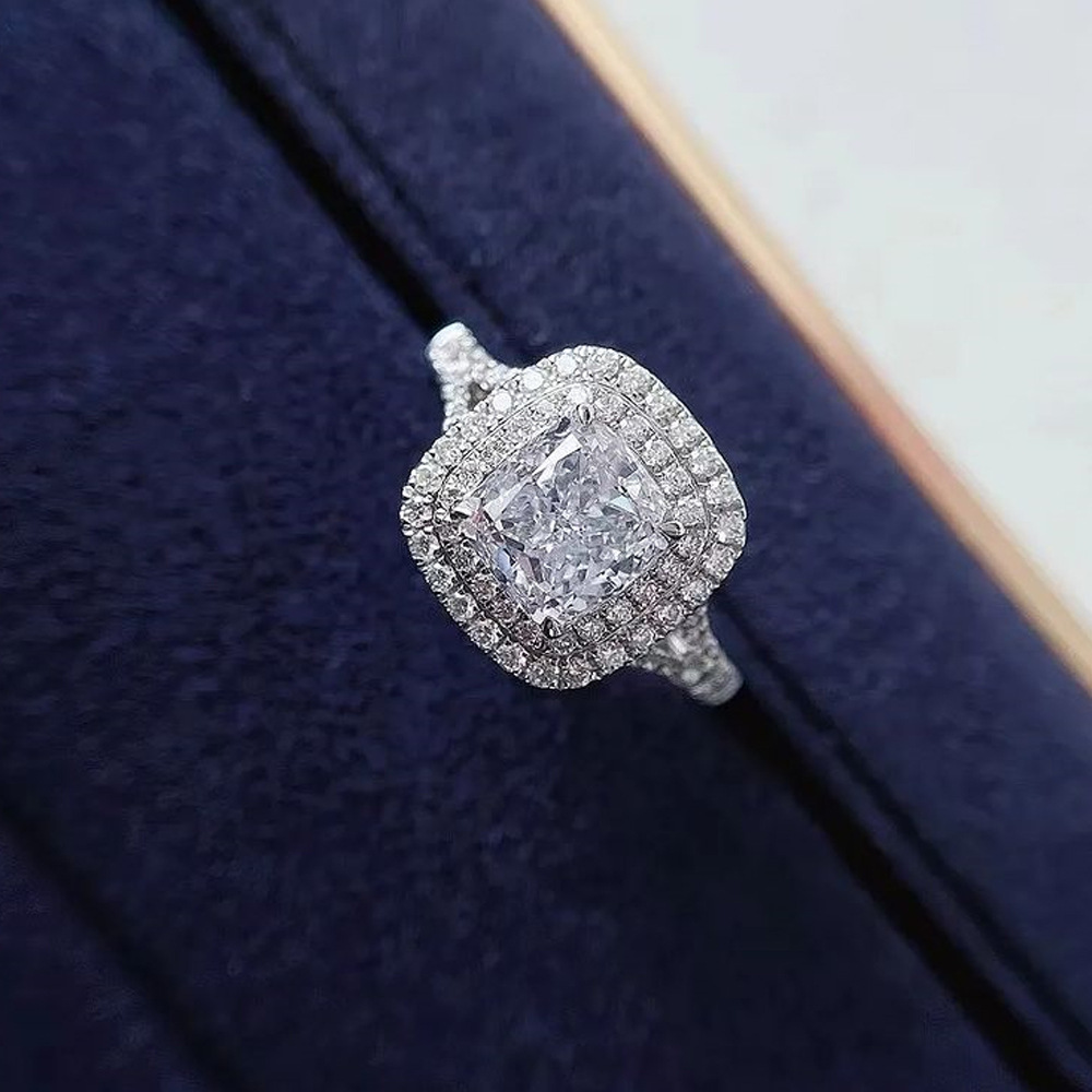 Luxurious Square Copper Gold Plated Zircon Rings 1 Piece