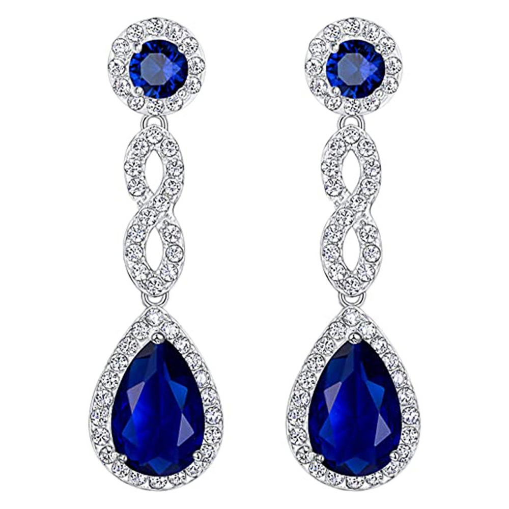 Classic Style Water Droplets Copper Plating Zircon Drop Earrings 1 Pair