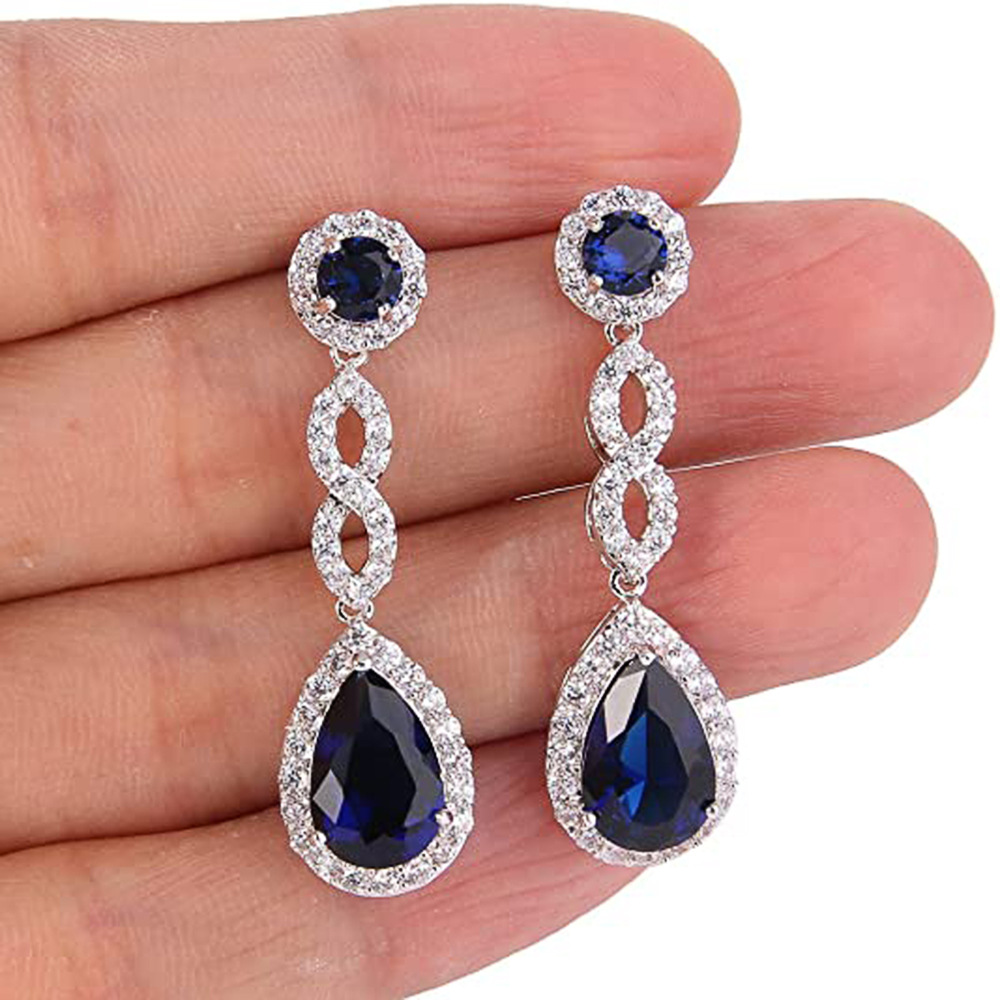 Classic Style Water Droplets Copper Plating Zircon Drop Earrings 1 Pair