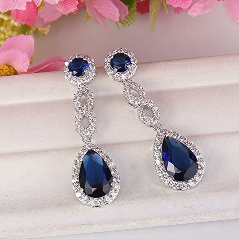 Classic Style Water Droplets Copper Plating Zircon Drop Earrings 1 Pair